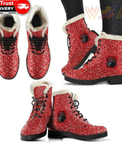 blood gang bulldog faux fur leather boots