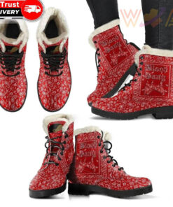 blood gang faux fur leather boots