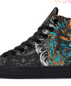 blue and gold kabuto mask high top canvas shoes