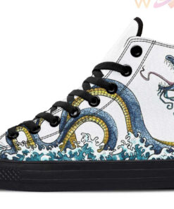 blue dragon in the water high top canvas shoes