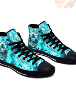 blue rose skull high top shoes
