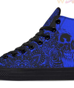 blue skull mandala high top canvas shoes