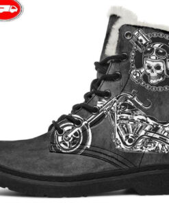 born to ride faux fur leather boots