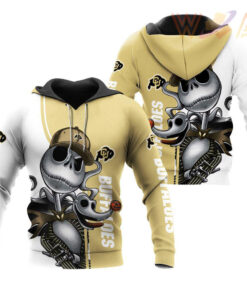 colorado buffaloes jack skellington and zero 3d hoodie
