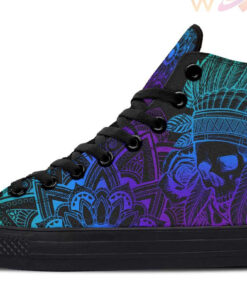 colorful native american skull high top canvas shoes