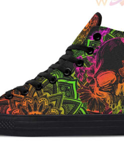 colorful skull and rose high top canvas shoes