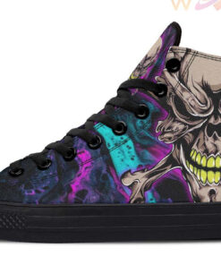 crossed bones color skull high top canvas shoes