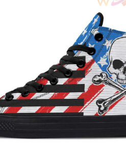 crossed bones flag high top canvas shoes