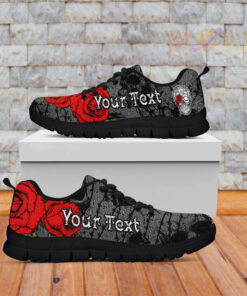 custom personalised skull with rose sneakers version black grunge lt13