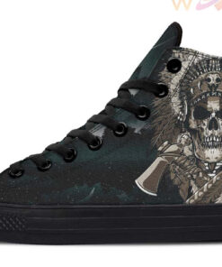 dangerous native american chief with axe high top canvas shoes