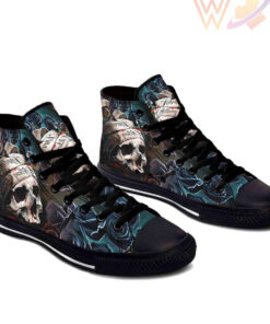 dark blue rose skull high top shoes
