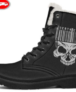 death code faux fur leather boots