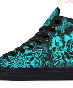 electric aqua skull mandala high top canvas shoes