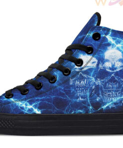 electric blue three d skull high top canvas shoes