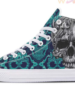 fantastic grey skull high top canvas shoes