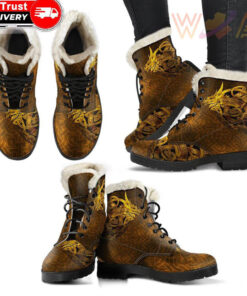 faux fur leather boots celtic dragon tattoo