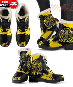 faux fur leather boots loki bound triskele rune gold a31