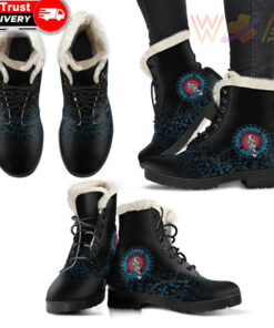 faux fur leather boots raven celtic cyan