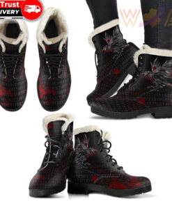 faux fur leather boots the raven of odin rune blood a27
