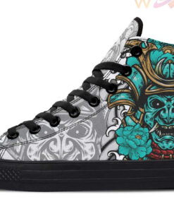 feared turquoise japanese warrior high top canvas shoes