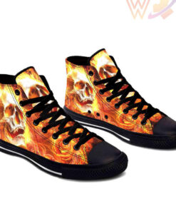 fire rose skull high top shoes