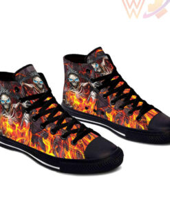 fire war skull high top shoes