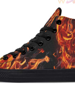 flames skull face high top canvas shoes