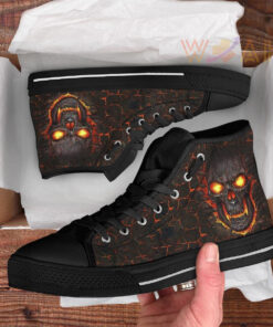 flower skull lovers unisex high top canvas shoes