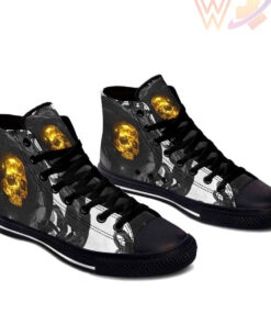 gold fantasy skull high top shoes