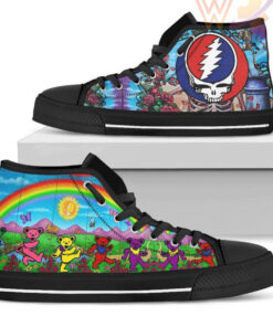 grateful dead dacing bears sneakers high top shoes