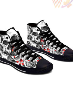 gray rose skull high top shoes