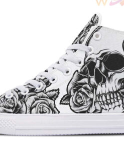 grey roses and skull high top canvas shoes