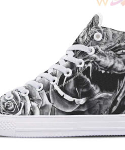 grey scary dragon high top canvas shoes