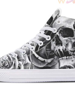 grey scary skull high top canvas shoes