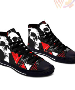 grey triangle skull high top shoes