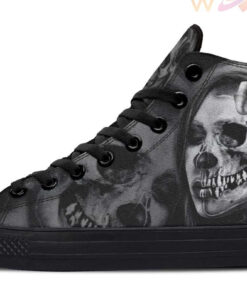 half skull half beauty high top canvas shoes