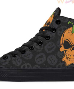 halloween skull pumpkin high top canvas shoes