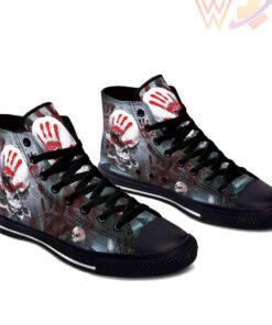 hand certification skull high top shoes