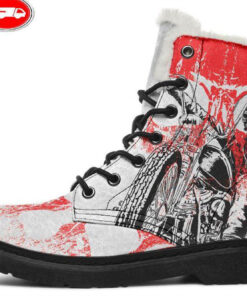 hell riders faux fur leather boots