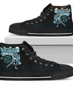 high top shoe fenrir raven and vegvisir tattoo cyan a31