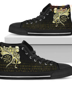 high top shoe fenrir raven and vegvisir tattoo yellow a31