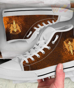 high top shoe gold spear of the god odin gungnir and two gold ravens