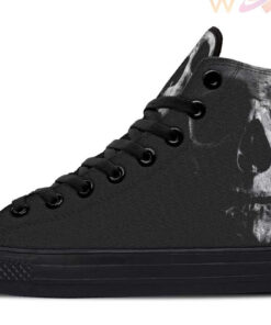 human skull high top canvas shoes