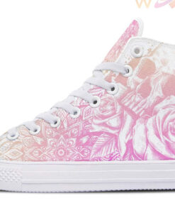 i love skull and roses high top canvas shoes