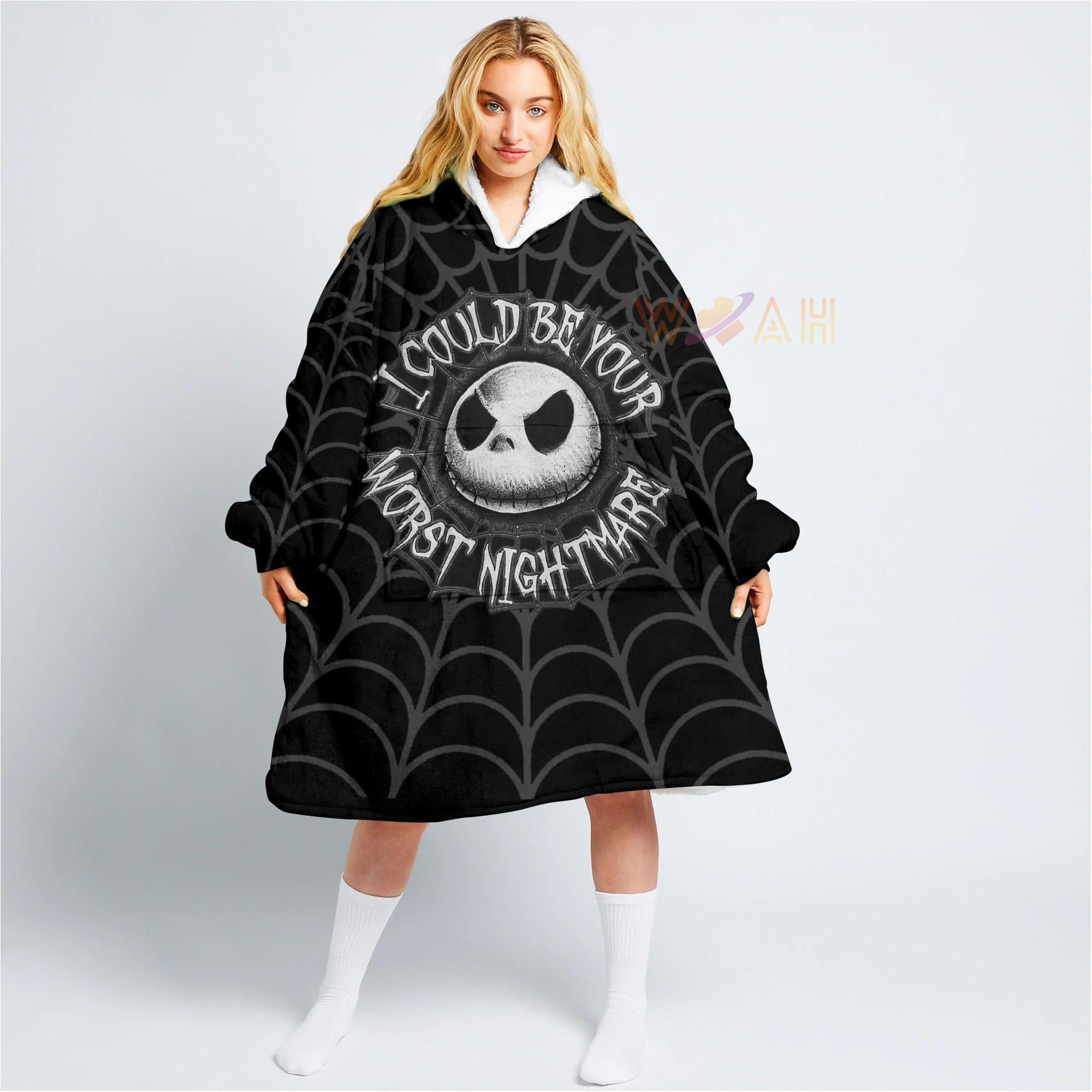 Im Your Nightmare, Jack Skellington Faces Oversized Hoodie Blanket