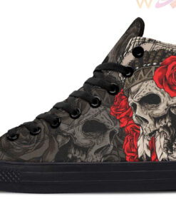 indian skull chief and roses high top canvas shoes