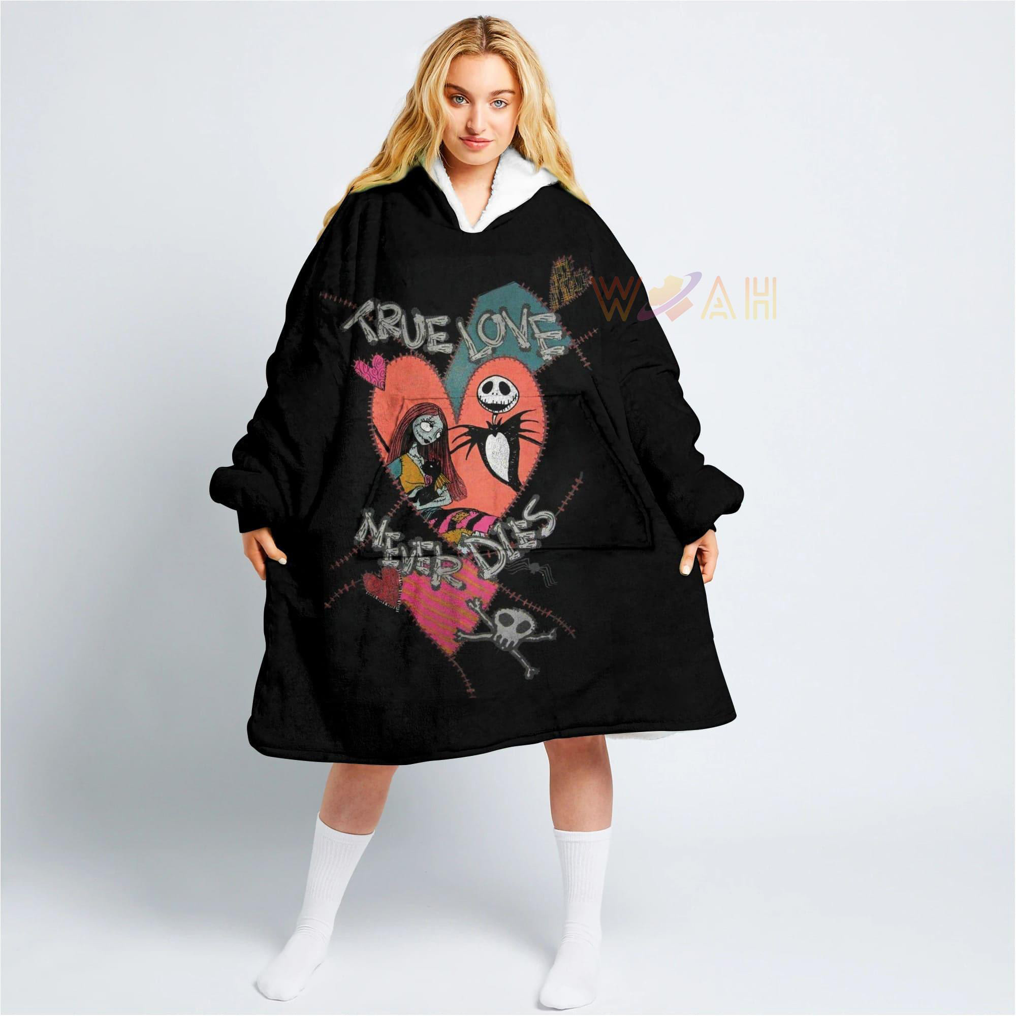 Jack Skellington & Sally True Love Never Die Oversized Hoodie Blanket S1