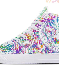 japanese dragon explosion high top canvas shoes