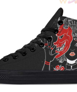 japanese girl and hannya high top canvas shoes