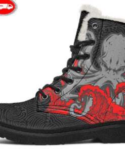 japanese octopus faux fur leather boots